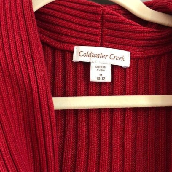 Coldwater Creek Red Ribbed Open Front Knit Vest M 10-12 Cotton Blend Womens - Picture 5 of 8